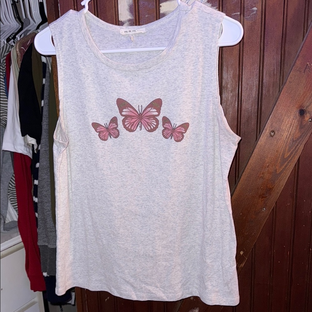 Women's Sleeveless Top with Butterfly Design